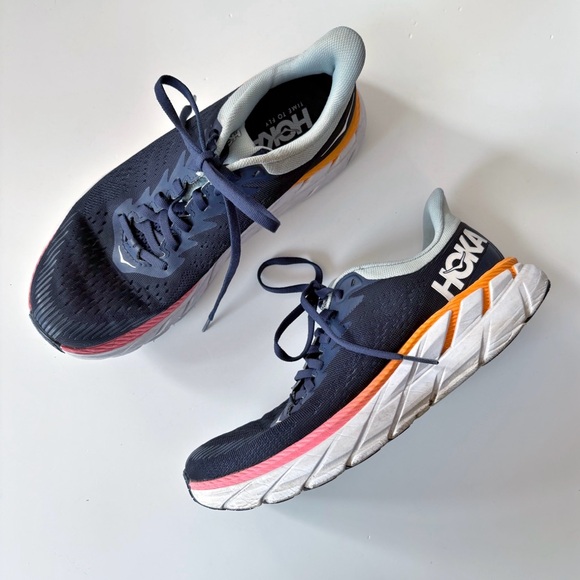 women's clifton hoka clifton black iris blue haze